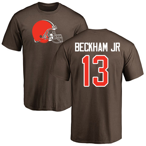 Men Cleveland Browns #13 Beckham Jr Browns Color Name Number Logo Short Sleeve Nike NFL T-Shirt